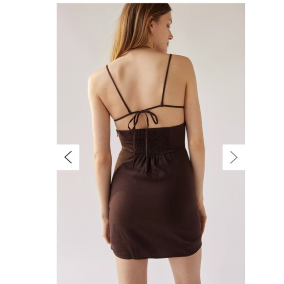 Urban Renewal Eco Linen Smocked Back Mini Dress sz L - Picture 3 of 9